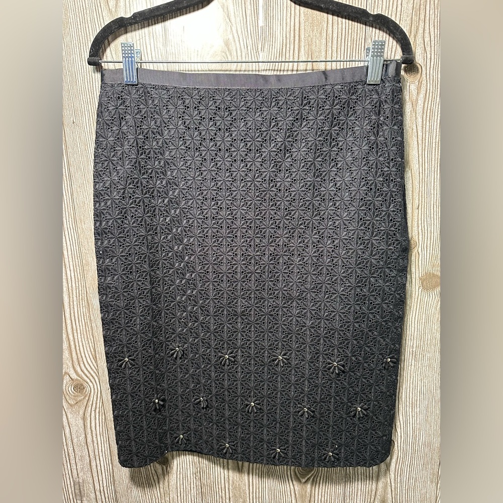 Carlisle Black Crochet Lace Pencil Skirt Sz 6
